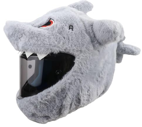 Motorcycle Helmet Cover, Funny Shark Shape Motorcycle Helmet Cover Sleeve, Plush Motorbike Helmete Protective for Full Face Helmete, Personalized Plush Animal Helmetcover