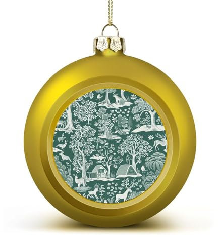 Weihnachtsdekoration, Bäume und Tiere, bedruckte Weihnachtskugel mit Seil zum Aufhängen für Feiertage und saisonale Dekoration