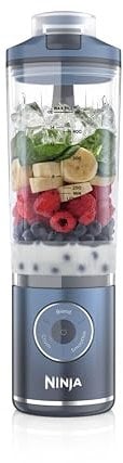 Ninja Blast Max Tragbarer Mixer/Blender/Smoothie Maker, 570 ml, wiederaufladbar, Mixbecher & auslaufsicherer Deckel, 3 Funktionen, Smoothies, Proteinshakes, Marineblau BC251EUNV