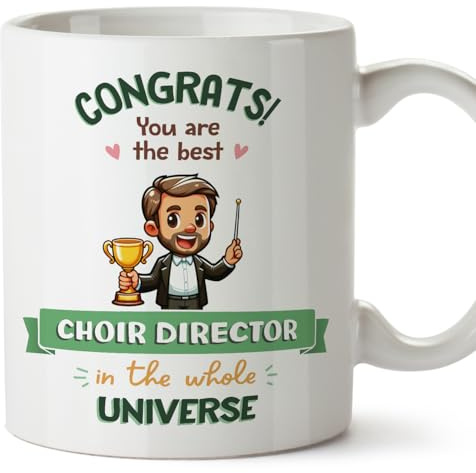 MUGFFINS Choir Director Man Mug - in English - Best in Universe Trophy - Funny Gift for Colleagues - Ceramic 11oz Mug