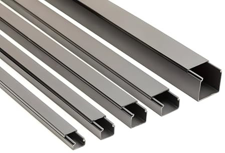 1M (3.28ft) Black Electrical Cable Hider Trunking PVC Wire Conduit Plastic Cover - Mini Trunk Cable Management to Hide Single Cables TMW Profiles (40 mm x 25 mm)