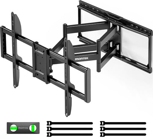 monTEK TV Wandhalterung für die meisten 37–90 Zoll Fernseher bis 75 kg, Wandhalterung Fernseher mit doppelten Gelenkarmen, werkzeuglose Neigung, Schwenkfunktion, Auszug, Max. VESA 600x400 mm