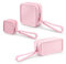 Diakey 3 Pack Silicone Makeup Bag, Soft Waterproof Travel Cosmetic Bag Make Up Organizer Case with Hand Strap, Shatterproof Zipper Skincare Pouch Toiletry Bag for Women, Pink