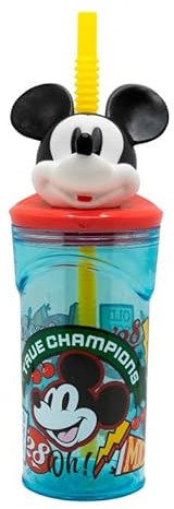 OM SUPPLIES Mickey 3D Figurine Cartoon Characters Reusable Tumbler Childrens Drinking Cup Reusable Straw 23 x 7.5 x 7.5cm (Mickey)
