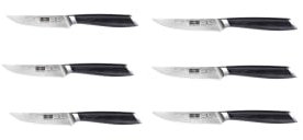 HOSHANHO Steak Knives Set of 6, 4.5 Inch Japanese Serrated Steak Knife Set, Ultra Sharp High Carbon Powder Steel Steak Knife with Pakkawood Handle