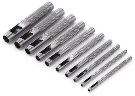 ShiningUU Lot de 14 perforatrices rondes creuses en acier au carbone pour ceintures, bracelets de montre, toile, papier, joints et plastiques (1 mm-10 mm) | Outil de poinçonnage professionnel pour