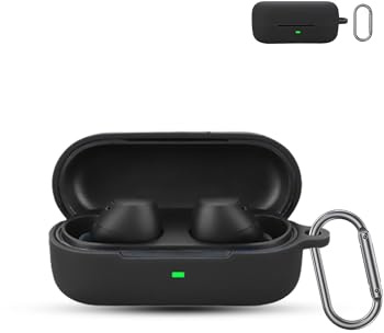 daunke for SONY WF-C510 Wireless Earbuds, Soft Silicone Protective Cover,Skin Case with Carabiner,Full Protection,Black
