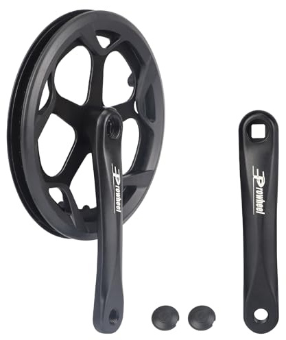 WEEROCK Prowheel E-Bike-/Fahrrad-Kurbelgarnitur, 1-teilig, 46T Kettenblatt mit Aluminium-Doppelkettenabdeckung, 170 mm Arm, für Single-Speed & 6/7/8-Gang E-Bikes, Fahrräder, Klappräder