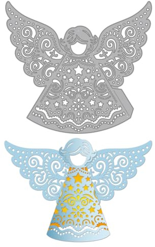 MAYJOYDIY 3D Engel Metall Stanzformen Weihnachtsengel Stanzschablonen Flügel Elfenfee Prägeschablone Stanzformen Für DIY Scrapbooking Alben Dekorative Prägung Papierkartenherstellung