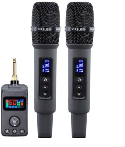 URPIZY Karaoke-Mikrofon Kabellos Mit DSP-Entzerrung, Aluminiumlegierung Mit Hall-Effekt, Bluetooth-kompatibel Für Heim-/Bühnenunterhaltung Inkl. Empfänger (Grau)