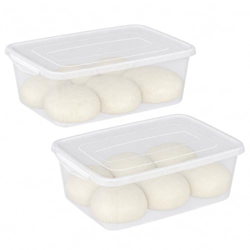 Vareone Pizza Dough Proofing Trays with Lids, 2-Pack 16 L Proofing Box | Clear Plastic Dough Proofing Boxes for Dough Rising, Bread Fermentation, Stackable Food Storage Containers