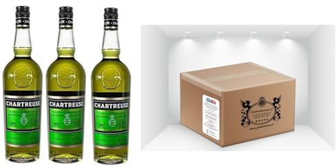 CG94 - Liqueur aux herbes Chartreuse verte CG94, 3 bouteilles de 70 cl, 55%, emballage Global Dream