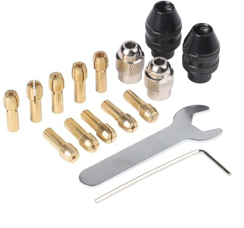 Keyless Chuck Drill Adapter Kit for Rotary Tools, Quick-Change Metal Collet Set, 0.5–3.2mm Size Range, Compatible with for Dremel & Similar