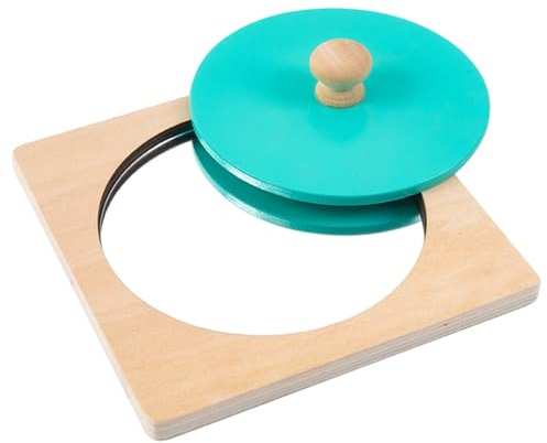 Uanqfegy Montessori-Spiegelspielzeug, interaktiver Babyspiegel mit Holzknauf, Rätseln, Farben und Formen Lernen für Kinder ab 3 Jahren/5, 9 x 5, 9 Zoll