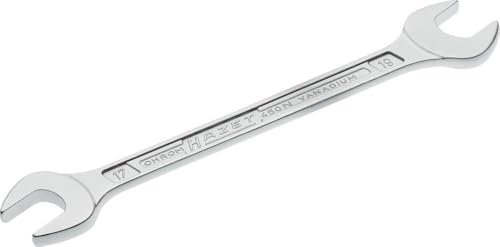 HAZET Doppel-Maulschlüssel 450N-17X19 verchromt, Schlüsselweite: 17 x 19 mm | Maulstellung: 15° | Schaft mit extra stabilem HAZET Doppel-T-Profil | Made in Germany
