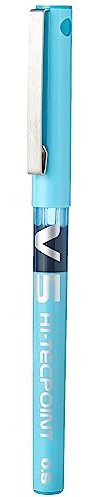 Pilot -Penna a sfera V5 con inchiostro liquido, punta da 0,5 mm (penna singola) - letto singolo nero blu chiaro