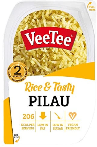 VEETEE Microwavable Pilau Rice, Quick Cook Cupboard Food, Low Sodium, Wheat-Free, No Artificial Colours, Flavours or Preservatives, 280g (Pack of 6)