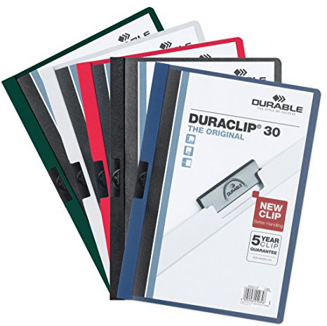 Durable Klemm-Mappe Duraclip 30 SB-Verpackung, Beutel mit 5 Stück, farbig sortiert, 222700
