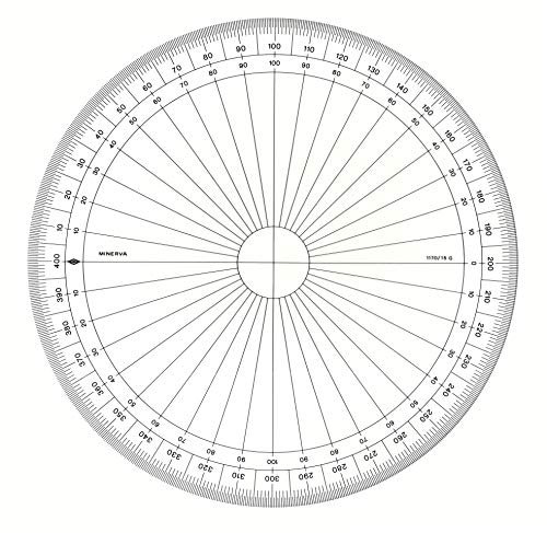 MINERVA Vollkreis Winkelmesser, Gon 400, 15 cm, transparent