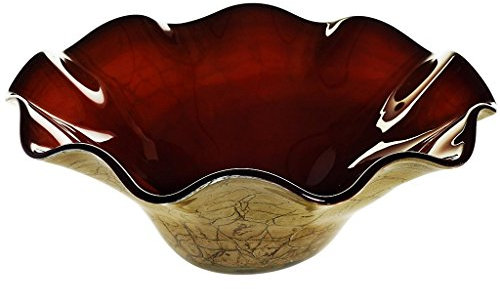 Schale Obstschale Konfektschale Art Queen Lila Braun D 35 cm Handgeformte und Mundgeblasene Glasschale