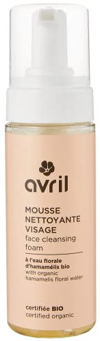 Avril - Mousse Nettoyante Visage Bio - Eau Florale d'Hamamélis Bio - 98% d'Origine Naturelle - Certifié Bio Ecocert - Produit Végan, Fabriqué en France - Flacon 150ml