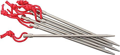 Vargo Titan-Nagelklammer mit reflektierender Kordel (6 Stück) | Camping-Zeltheringe 14 g (152 x 5 mm) Ultraleichte, langlebige Zeltheringe Modell T-113