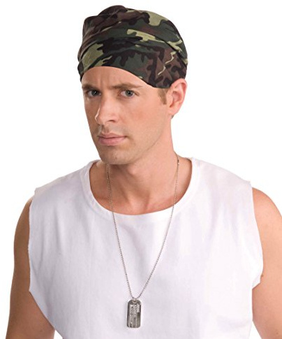 Green Camouflage Bandana Headpiece for Adults (1 Pc.) - Stylish Design. Perfect for Outdoor Activities, Sports Events, & More Halloween Halloween