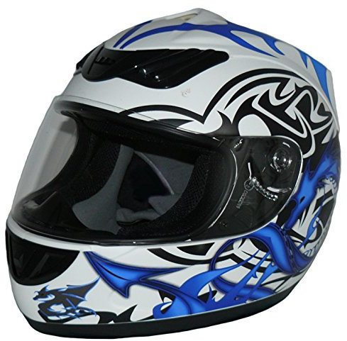 protectWEAR Motorradhelm weiß H-510-11 blaues Drachendesign-XL
