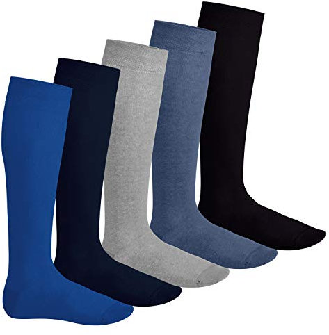 Footstar 5 paires EVERYDAY! chaussettes de genou unisexe - couleur bleu jeans 47-50