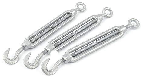30 stück Spannschloss M8 Haken/Öse | Stahl C15, galvanisch verzinkt | Seilspanner für Drahtseil Spanner Stahlseil Draht zubehör für Seilwerk | [ DQ-PP ]