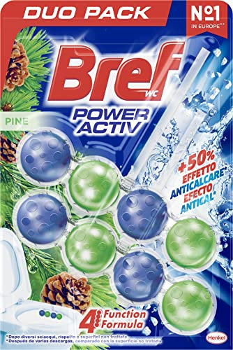 Bref Power Activ Natura Cesta WC (2 unidades), limpia baño para un WC siempre limpio y fresco, limpiador de baños con fórmula antical que elimina la suciedad