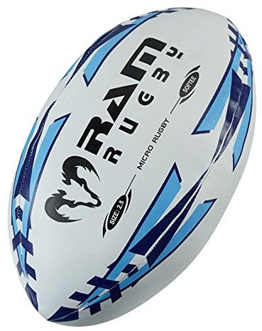 Ram Rugby Rugby Ball Micro Softee Ball - Size 2.5 - Perfect Starter Ball - Suitable For Children - Ages 4-6 years and Fun Gifts for all - Light Sky/Navy