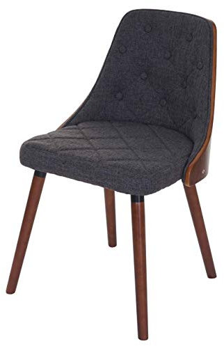 Mendler 2er-Set Esszimmerstuhl HWC-A75, Besucherstuhl Küchenstuhl, Walnuss-Optik Bugholz - Textil grau