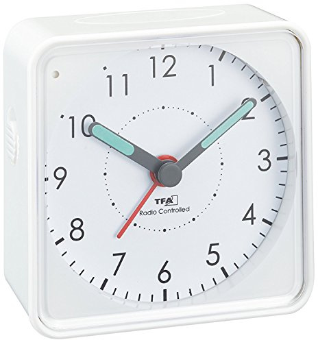 TFA Dostmann 60.1510 Picco analoger Funk-Wecker (weiß mit Batterie)