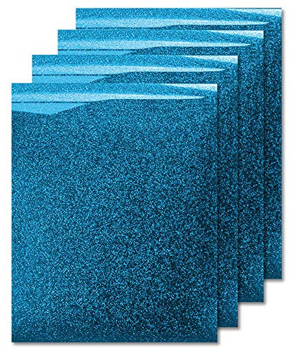 MiPremium Aqua Glitter Heat Transfer Vinyl, Glitter Iron On Vinyl (Pack of 4 Sheets), for T Shirts Sports Clothing, Garments & Fabrics, Easy Weed & Press Glitter Vinyl (Aqua)