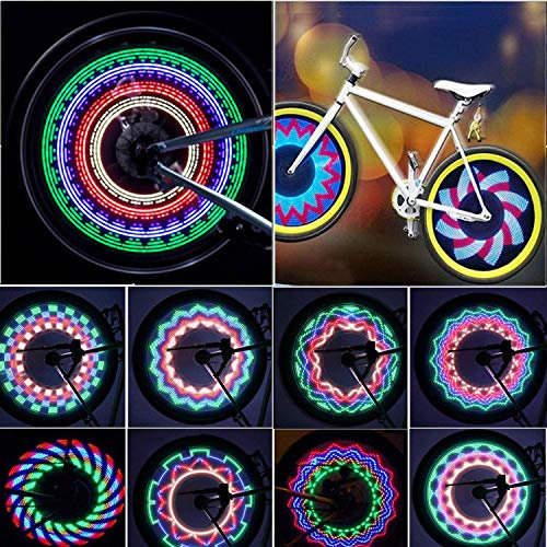 LED Roue Lumières, Rayons de Roue Vélo pour VTT VTC Bicyclette Adultes et Enfants, Basculez Entre 32 modèles différents en 4 Secondes
