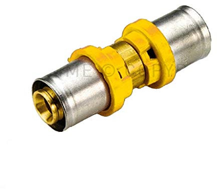 Raccordo A Pressare Dritto Doppio 16mm Per Multistrato Per Gas Tiemme