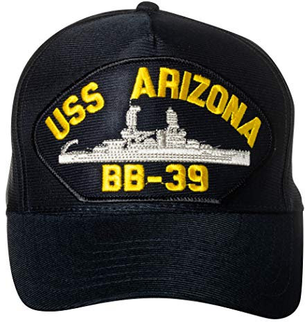 United States Navy USS Arizona BB-39 Battleship Emblem Patch Hat Navy Blue Baseball Cap