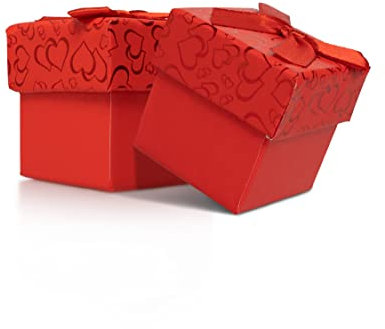 Kleenes Traumhandel Geschenkboxen-Set - 30 Stück - Karton mit Satinschleife - Gastgeschenke für Hochzeiten - Geschenk - Schmuckschachtel Rot
