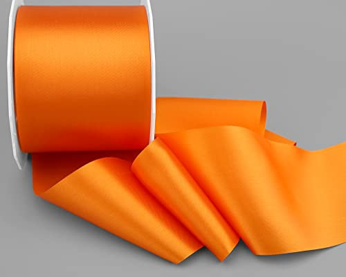 finemark 25 m x 72 mm Satinband Sophie ORANGE (620) Satin Tischband Schleifenband ohne Draht breites weiches Band Tischdekoration Tisch Deko Geschenkband mit einseitigem Glanz