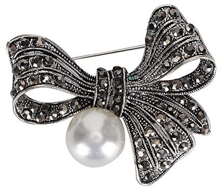 Broche Vintage en Alliage, Style Floral, Couleur Noir et Argent, Accessoire Décoratif pour Vêtements et Écharpes, Modèle 2039