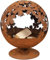 Jet-Line® | Feuerstelle | World | Firebowl | Kugel in Rostoptik | Motiv | Blätter | 58 x 58 x 66 cm | Feuerball | Garten | Dekoration | Design