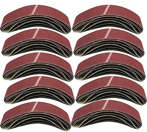Lot de 10 bandes abrasives en tissu (50 mm x 686 mm, grain 600)