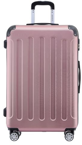 BEIBYE- Hartschalenkoffer Koffer Trolley Rollkoffer Reisekoffer Zahlenschloß 4 Zwilings-Rollen (Princess-pink, Large-76cm)