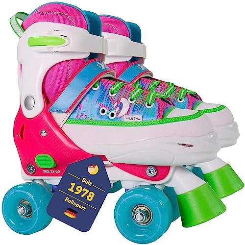 Best Sporting Rollschuhe Kinder I Rollschuhe größenverstellbar 36-39 I robuste Inliner für Jugendliche mit Bremse I pink - weiß - blau I Rollerskates Schuhe Kinder I Inliner mit 4 Rollen