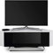 Homeology Hampshire Corner-Friendly Gloss White with Black Contrast Beam-Thru Remote Friendly Door 26-50 Flat Screen TV Cabinet