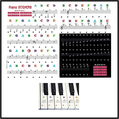 Soneth Adesivi Note STIKERS per Tasti Tastiera Piano Forte PIANOLA 37 44 49 54 61 76 88