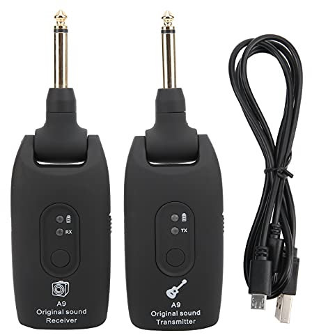Ricevitore wireless per chitarra elettrica, ricaricabile, audio wireless, cavo per chitarra remota, colore: nero