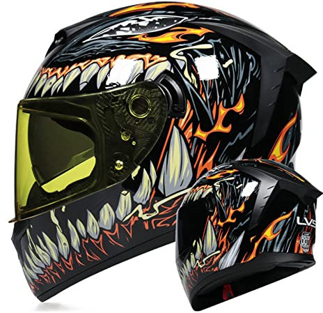 Motorrad Modular Full Face Helm Flip Up Dual Visor Dot Ece Zugelassene Männer Und Frauen Motorrad Helme Moped Street Bike Racing Crash Helm,Venom a,L