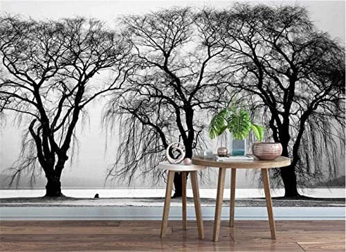 Wallpaper 3D Murals Park Drei große Bäume Schöne Europa und Amerika Idyllische Retro Nostalgische 3D Wallpaper Wandbild Tapete Wanddekoration fototapete 3d Vlies wandbild Schlafzimmer-350cm×256cm